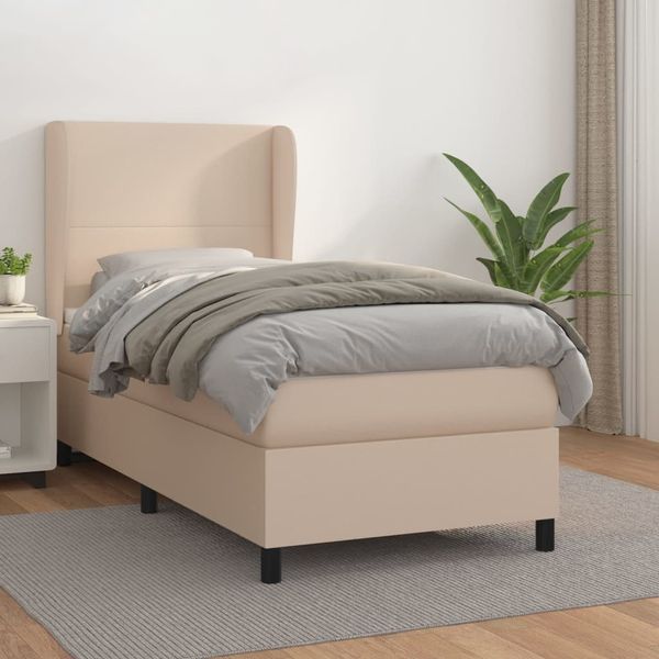 vidaXL Boxspringbett mit Matratze Cappuccino-Braun 90x200cm Kunstleder 3128894