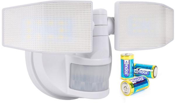 Northpoint LED Wandstrahler Bewegungsmelder 2 Fluter-Köpfe Schwenkbar Batterie 400L