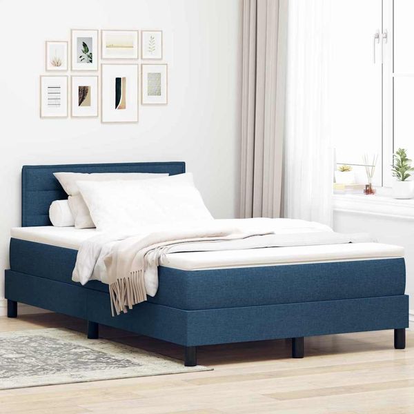 vidaXL Boxspringbett mit Matratze mit LED Blau 120 x 190 cm Stoff 3342120