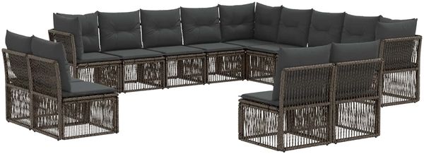vidaXL Gartensofa-set 13 pcs Grau Poly-Rattan 3434417