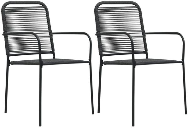 vidaXL Gartenstühle 2 Stk. Baumwollseil und Stahl Schwarz 48568