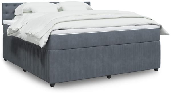 vidaXL Boxspringbett mit Matratze Dunkelgrau 180x200 cm Samt 3290119