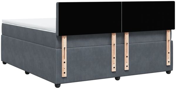 vidaXL Boxspringbett mit Matratze Dunkelgrau 180x200 cm Samt 3290119 Bild 8