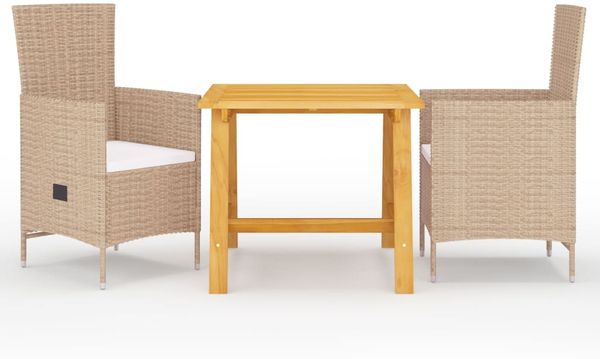 vidaXL 3-tlg. Garten-Essgruppe Beige 3068707