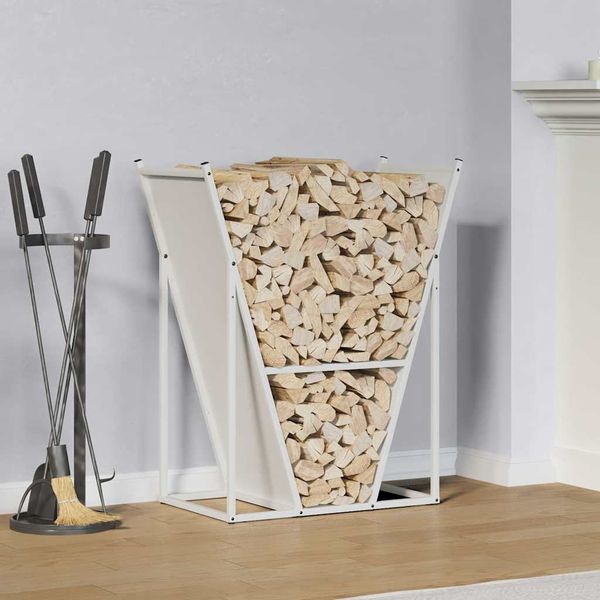 vidaXL Brennholzregal Weiß 69,5x35x81 cm Kaltgewalzter Stahl 864178