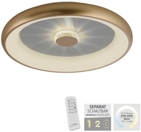 JUST LIGHT 14386-60 Deckenleuchte Vertigo messing matt CCT Kristalleffekt 62cm