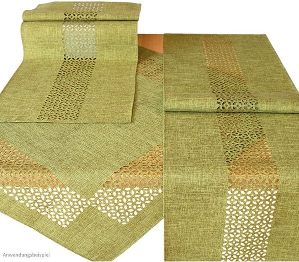 matches21 HOME & HOBBY Tischdecke Tischläufer Durchbrochene Ornamente grün 40x140 cm (1-tlg)