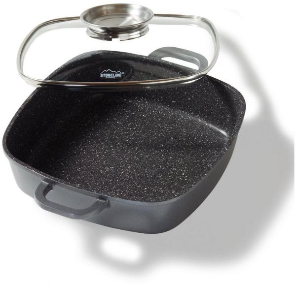 STONELINE Servierpfanne, Aluminium (2-tlg), mit echten Steinpartikeln, induktionsgeeignet, Designed in Germany