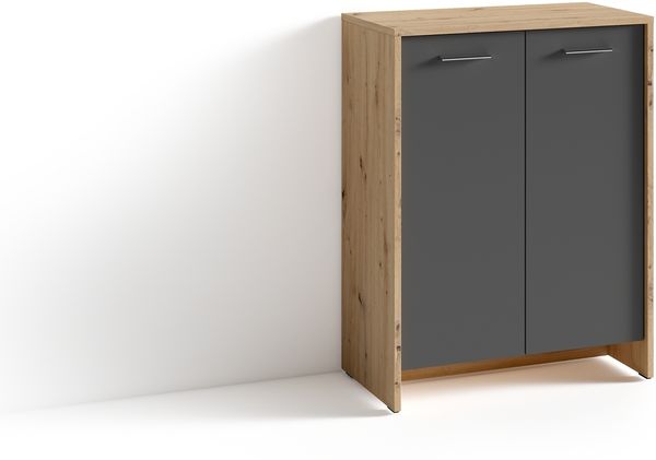 Schuhkommode >BEN< in Eiche-Optik/Anthrazit 63 x 83 x 35 cm (BxHxT)
