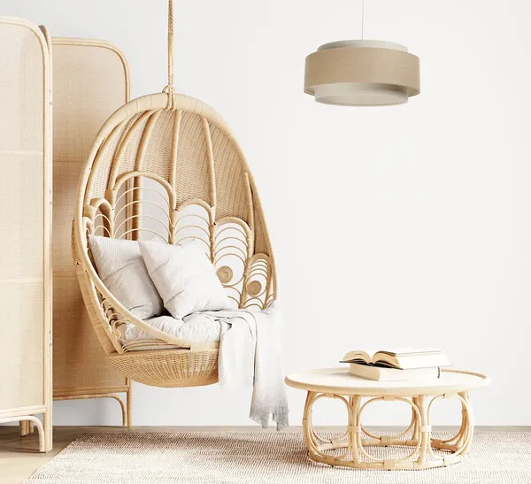 BPS Koncept DUM-004 Hängeleuchte DOBLO PVC-Kunststoff, mit Hanf und Leinentextil beige, creme 1xE27 60W H:107cm Ø50cm dimmbar