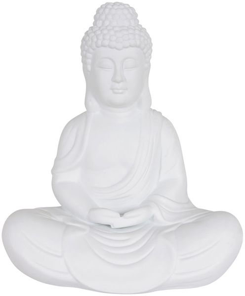 Tischleuchte, Buddha, Keramik, weiß, H 30 cm
