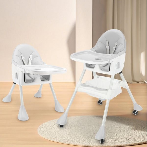 oyajia Kinderstuhl 3-in-1 Kinderstuhl, Kombistuhl, Babystuhl, 7-stufig höhenverstellbar (Verstellbare Kinderstuhl wächst mit Ihrem Kind von 6 Monaten bis 5 Jahren), Babystuhl mit Tablett und 5-Punkt-Gurt, Fußstütze, Einfach zu Reinigen