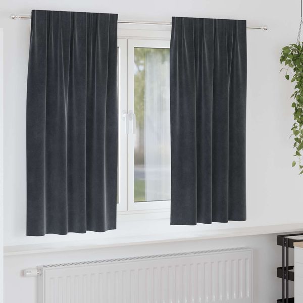 vidaXL Verdunkelungsvorhänge 2 pcs Dunkelgrau 140 x 175 cm Samt 4107229