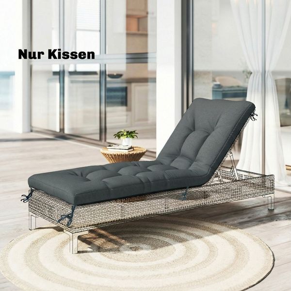 Outsunny Sitzkissen Abnehmbar Palettenpolster Outdoor Kissen mit Befestigungsbändern, für die meisten Liegen 198 x 65 x 13 cm, Dunkelgrau