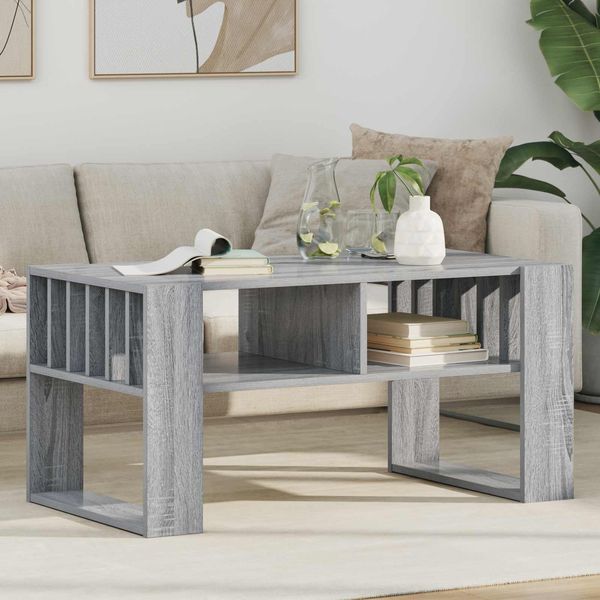vidaXL Couchtisch Graues Sonoma 92 x 49,5 x 45 cm Holzwerkstoff 8000113