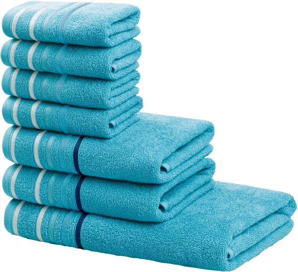 OTTO home Handtuch Set Niki, Duschtuch, Handtücher und Gästetücher, Walkfrottee (Set, 7-St), Handtücher mit mehrfarbiger Streifenbordüre, weich, aus 100% Baumwolle