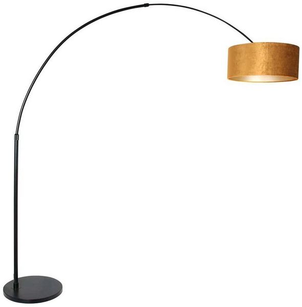 Steinhauer LIGHTING LED Bogenlampe, Leuchtmittel nicht inklusive, Bogenleuchte Stehlampe Bogenstehleuchte Textil gold Höhenverstellbar