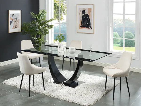 Vente-unique - MEZZO Esstisch Glas TransparentSchwarz - B 100 cm x H 74,5 cm x L 200 cm