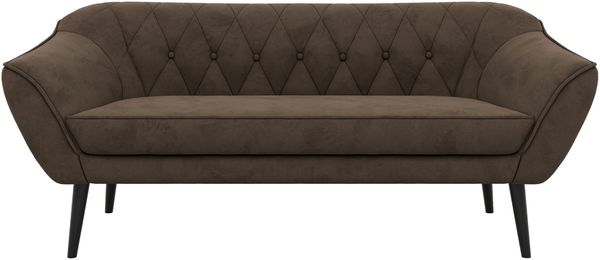 Sofa, Wohnzimmersofa PIRS 3, Skandinavisches Sofa 3-Sitzer, Sofa mit Wellenfederung, schwarze Füße, Breite 180 cm Hoher Sitzkomfort - Braun Velvet Bild 7