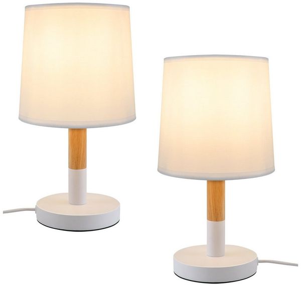 ZMH LED Tischleuchte Nachttischlampe Tischleuchte Holz - Tischlampe Schlafzimmer E27, LED fest integriert