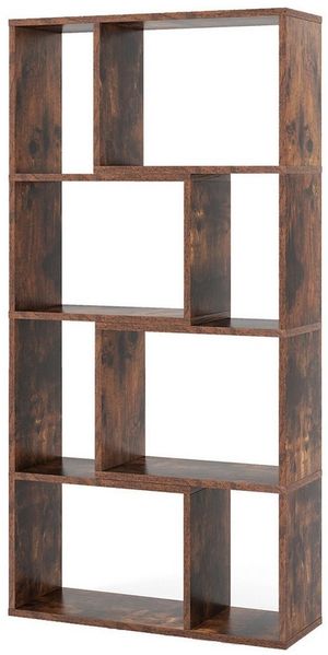 COSTWAY Bücherregal, Standregal, 4 Ebenen, 8 Fächer, bis 30kg, 60x20x120cm