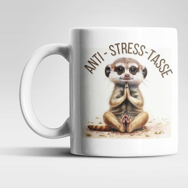 WS-Trend Tasse Anti Stress Baby Erdmännchen Kaffeetasse Teetasse Geschenkidee 325 ml, 1-tlg, Keramik