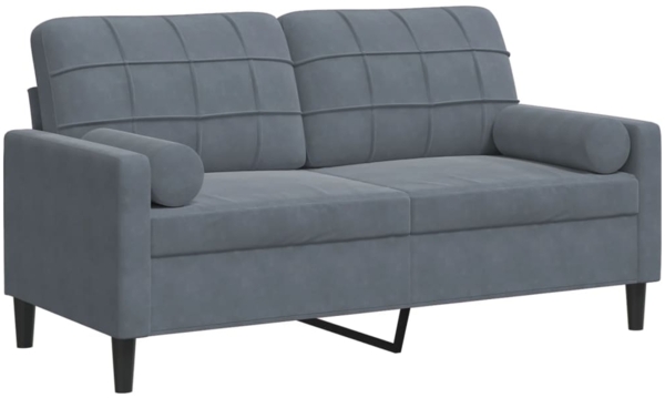 vidaXL 2-Sitzer-Sofa mit Zierkissen Dunkelgrau 140 cm Samt 3278220
