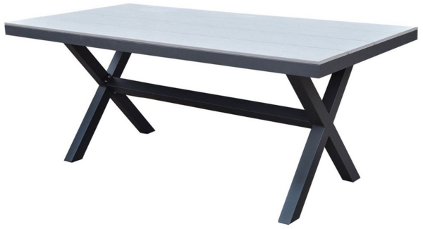 osoltus Gartentisch X Leg Aluminium Kunststoffholz 180 x 90cm ash grey