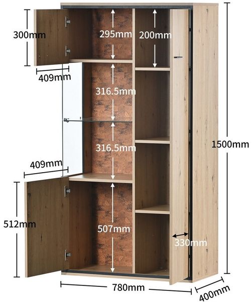 Fine Life Pro Stauraumvitrine Moderne Vitrine mit LED-Beleuchtung (Glastür, Mehrzweckregale, 15 Farboptionen, Großer Stauraum, Glasboden) Präsentationsmöbel, Schrank mit Beleuchtung, Möbel mit Glastü