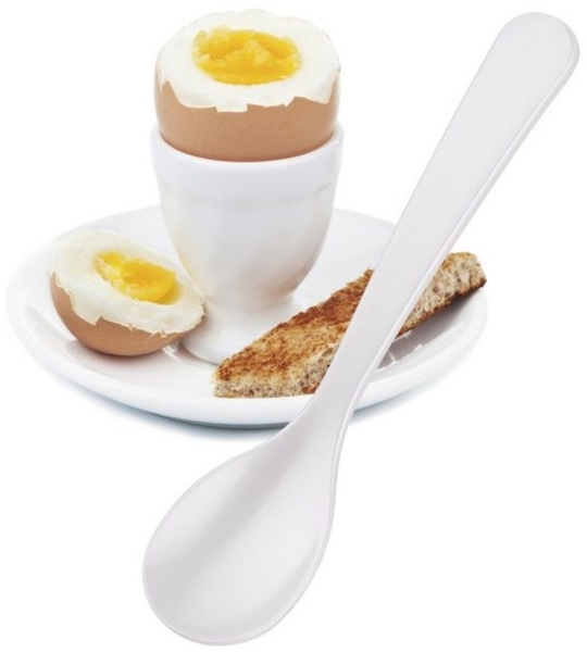 Cilio Eierlöffel Löffel aus Hochwertigem Kunststoff 12cm weiß Bild 2