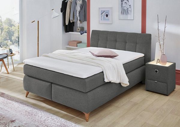 Jockenhöfer 'Nicola' Boxspringbett, 140x200 cm, Feinstruktur Grau