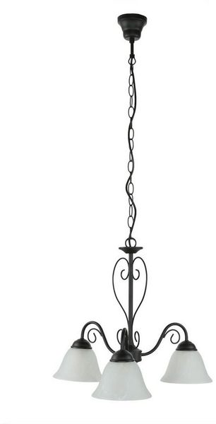 Rabalux Athen Pendelleuchte 3x E14 matt schwarz, weißer Alabaster