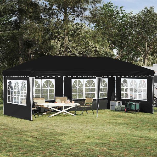vidaXL Pop-up Partyzelt 575 x 289 x 245 cm Schwarz 42019799