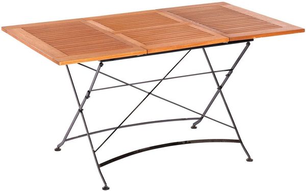 MERXX Gartentisch SCHLOSSGARTEN (1-St), ausziehbar 90x100/150cm, Flachstahl schwarz, Eukalptus