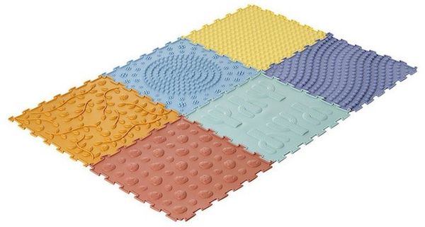 Krabbeldecke Sensorik-Spielmatte aus Silikon, 6-teilig, vertbaudet