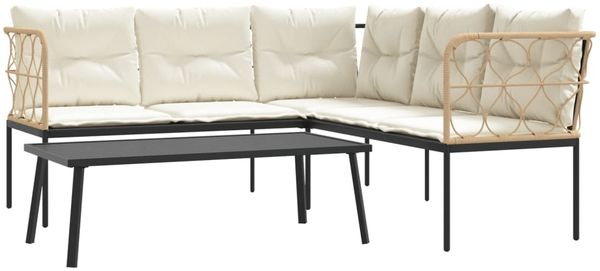vidaXL Garten-Sofagarnitur mit Kissen Schwarz Stahl und Textilene 3283748 Bild 2