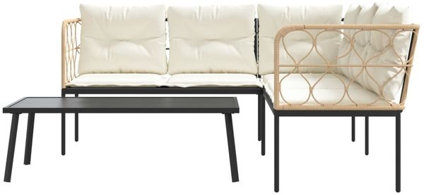 vidaXL Garten-Sofagarnitur mit Kissen Schwarz Stahl und Textilene 3283748 Bild 5