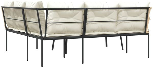 vidaXL Garten-Sofagarnitur mit Kissen Schwarz Stahl und Textilene 3283748 Bild 7