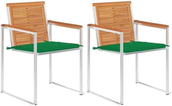 vidaXL Gartenstühle mit Kissen 2 Stk. Massivholz Akazie und Stahl 3061493