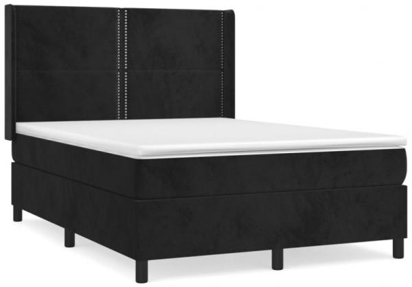 vidaXL Boxspringbett mit Matratze Schwarz 140x190 cm Samt 3132617