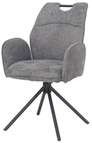 Massivart® Polsterstuhl drehbar 360 Grad, Esszimmerstuhl mit Armlehnen, »CARINA«, Webstoff • Metallgestell schwarz • komfortabel gepolstert