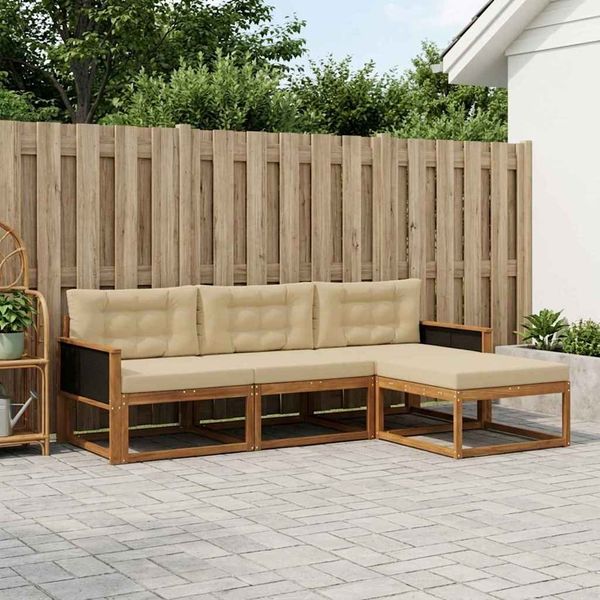 vidaXL Outdoor-Sofagarnitur mit Kissen 4 pcs Natur und Beige 3382456