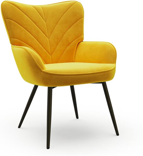 COLAMY Esszimmerstühle mit Armlehnen, Stühle Esszimmer mit Rückenlehne, Polsternder Küchenstühle Gepolstert mit Wingback, Dining Chairs mit Holzbeinen für Esszimmer, Küche, Restaurant, Gelb
