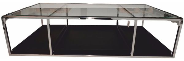 Casa Padrino Luxus Couchtisch Silber / Schwarz 160 cm - Wohnzimmer Möbel
