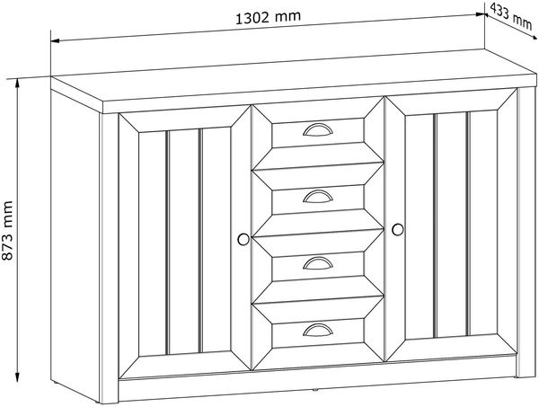 AX LIVING Kommode mit Schubladen Palmano K4S – 130cm Andersen Kiefer Bild 2