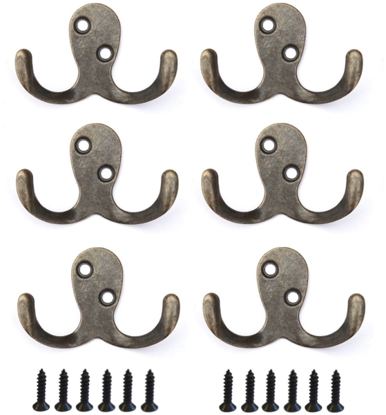 6x Wandhaken Kleiderhaken 4,2 cm aus Metall Messing Haken Garderobenhaken