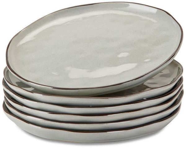 Mirabeau Geschirr-Set Teller 6er Set Biarré grau, Steinzeug
