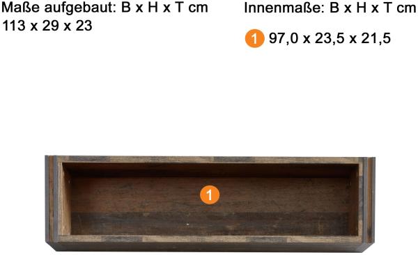 Wandboard Plano / Prime , Holzwerkstoff , Holzfarben , 113 x 29 x 23 cm Bild 2
