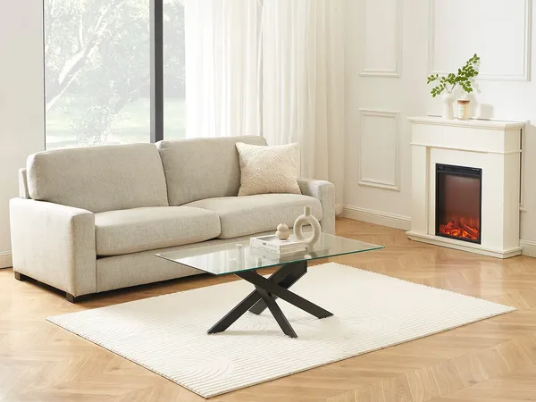 Vente-unique - COSIMA Couchtisch Glas TransparentSchwarz - B 60 cm x H 44,5 cm x L 120 cm