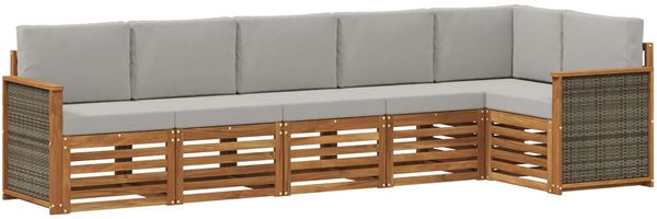 vidaXL Ecksofa Set mit Kissen 5 pcs Natürlich und Hellgrau 3384407